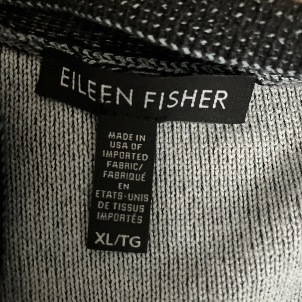 Eileen Fisher Cardigan Sweater Jacket XL Charcoal Open Front Aztec - Picture 2 of 7